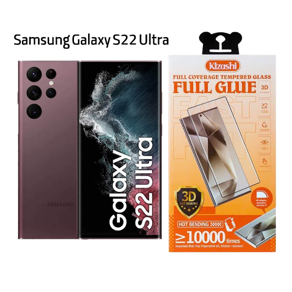 گلس فول چسب ایج کیزاشی مدل Samsung Galaxy S22 Ultra